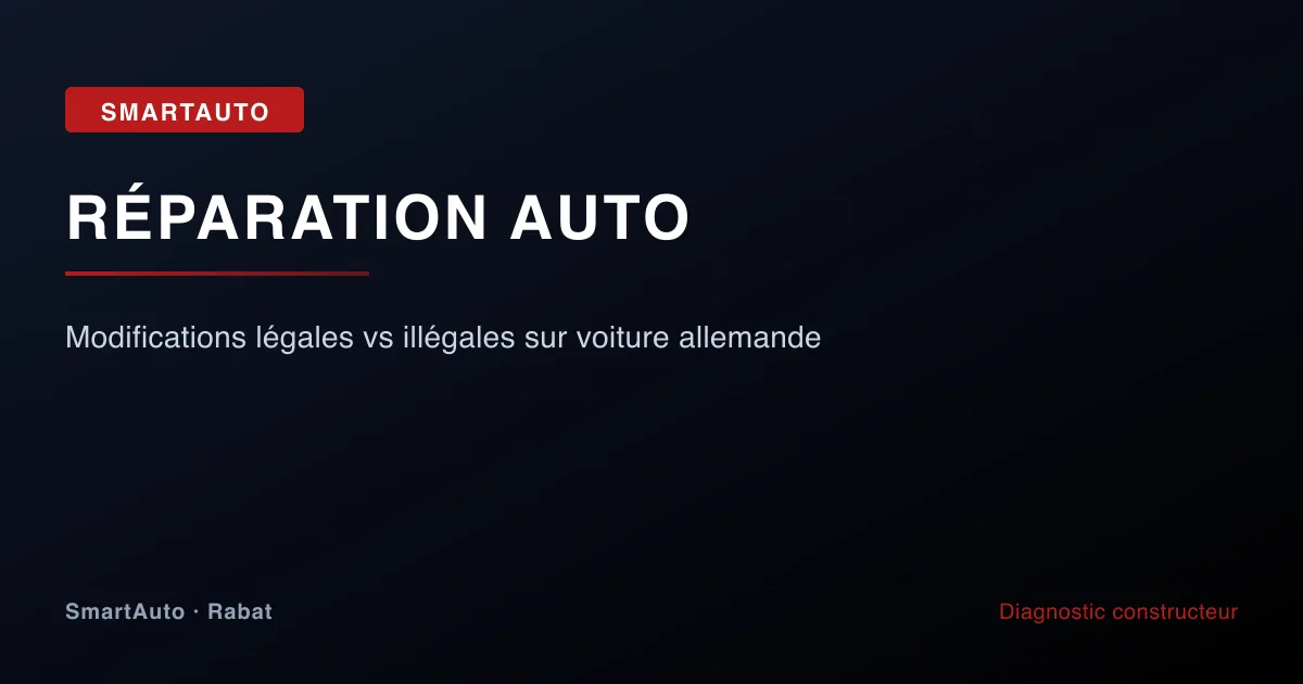 Modifications légales vs illégales sur voiture allemande — atelier SmartAuto Rabat Agdal véhicules allemands