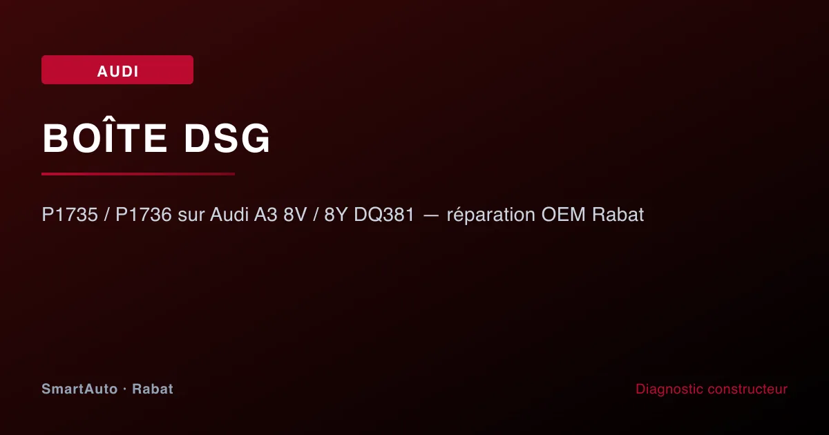 Réparation OEM mécatronique DSG sur Audi A3 à Rabat — capteurs P1735 P1736