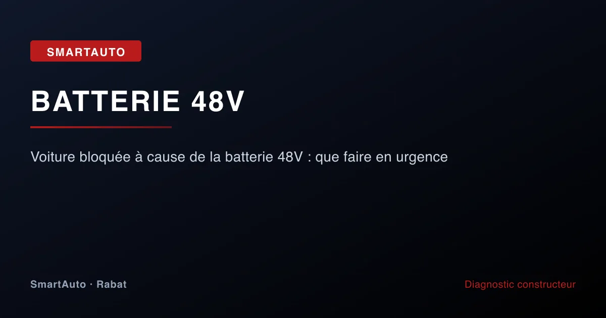 Voiture bloquée à cause de la batterie 48V : que faire en urgence — atelier SmartAuto Rabat